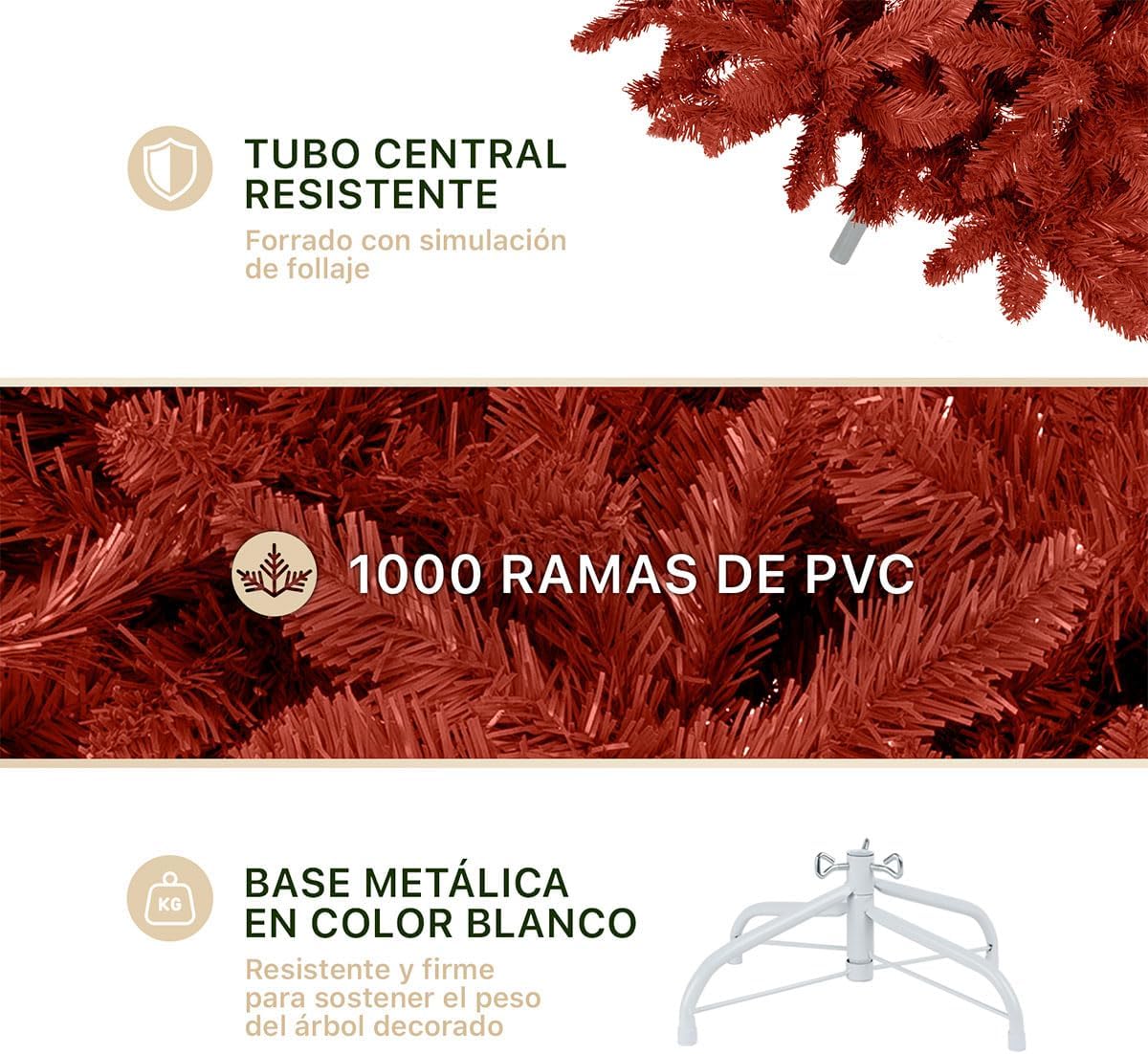 ESQUIMAL Árbol de Navidad Frondoso Pino Navideño Plegable, Cedro del Himalaya (Verde, 2.2 m)