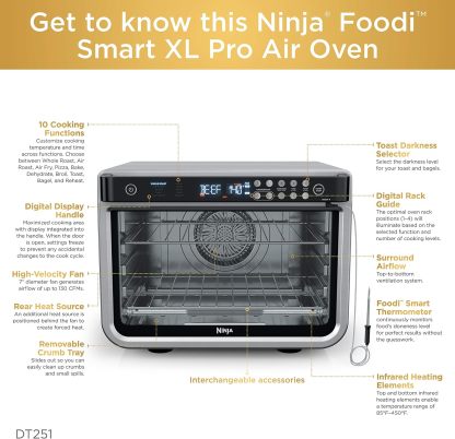 Ninja - Horno eléctrico con Air Fryer XL Pro 10 en 1, Foodi | DT251—Toalla de limpieza de doble espesor