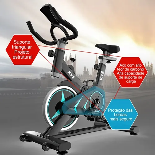 Kye Bicicleta De Spinning Fija 8kg Ejercicio Cardio Negro