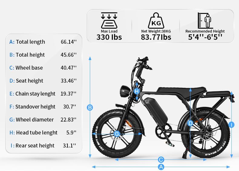 OUXI V8 - Bicicleta eléctrica para Adultos, Bicicleta de montaña eléctrica con Motor de 750 W, 48 V, 15 Ah, batería extraíble más Grande, 31 mph, 20 Pulgadas, Bicicleta E, Bicicleta Shi-Mano 7