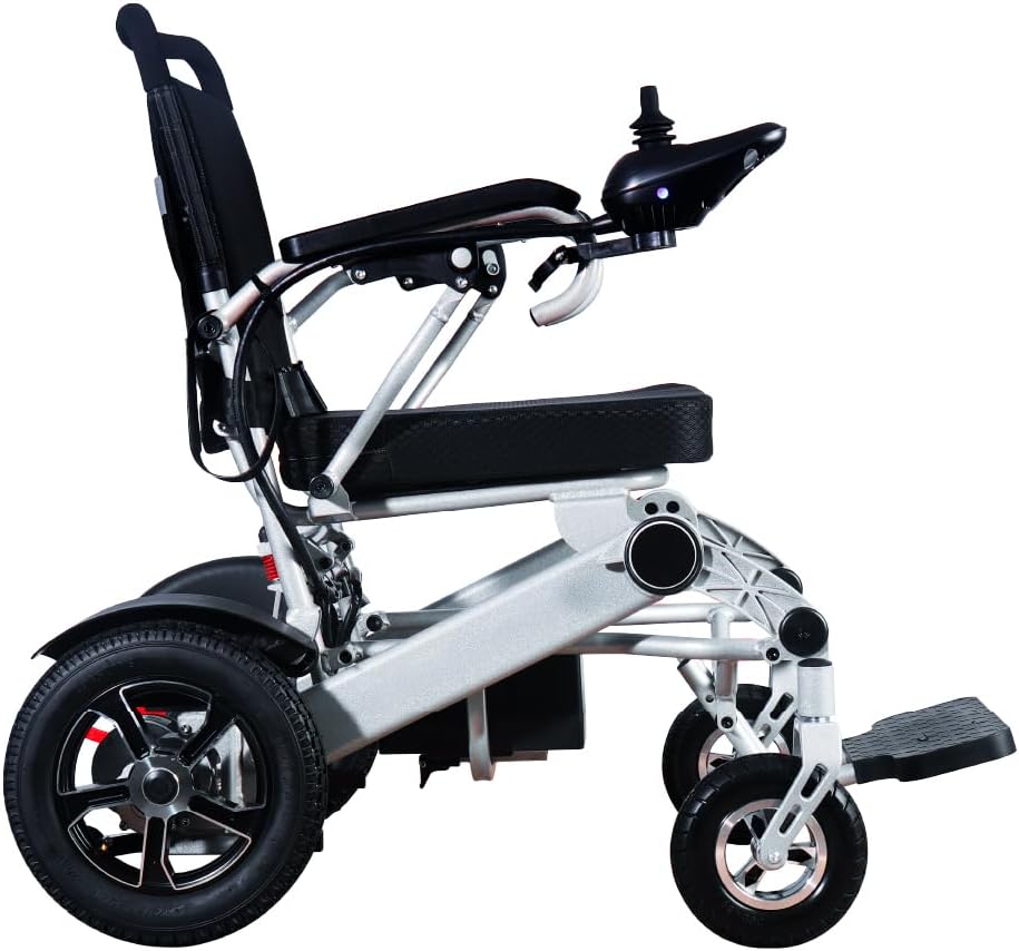 GAMBIMEDIC Silla De Ruedas Electrica Plegable Aluminio Todoterreno Ligera Portatil Facil Transporte Para Viaje Cuenta Con 4 Amortiguadores Facil Almacenaje Silla Motorizada Portatil