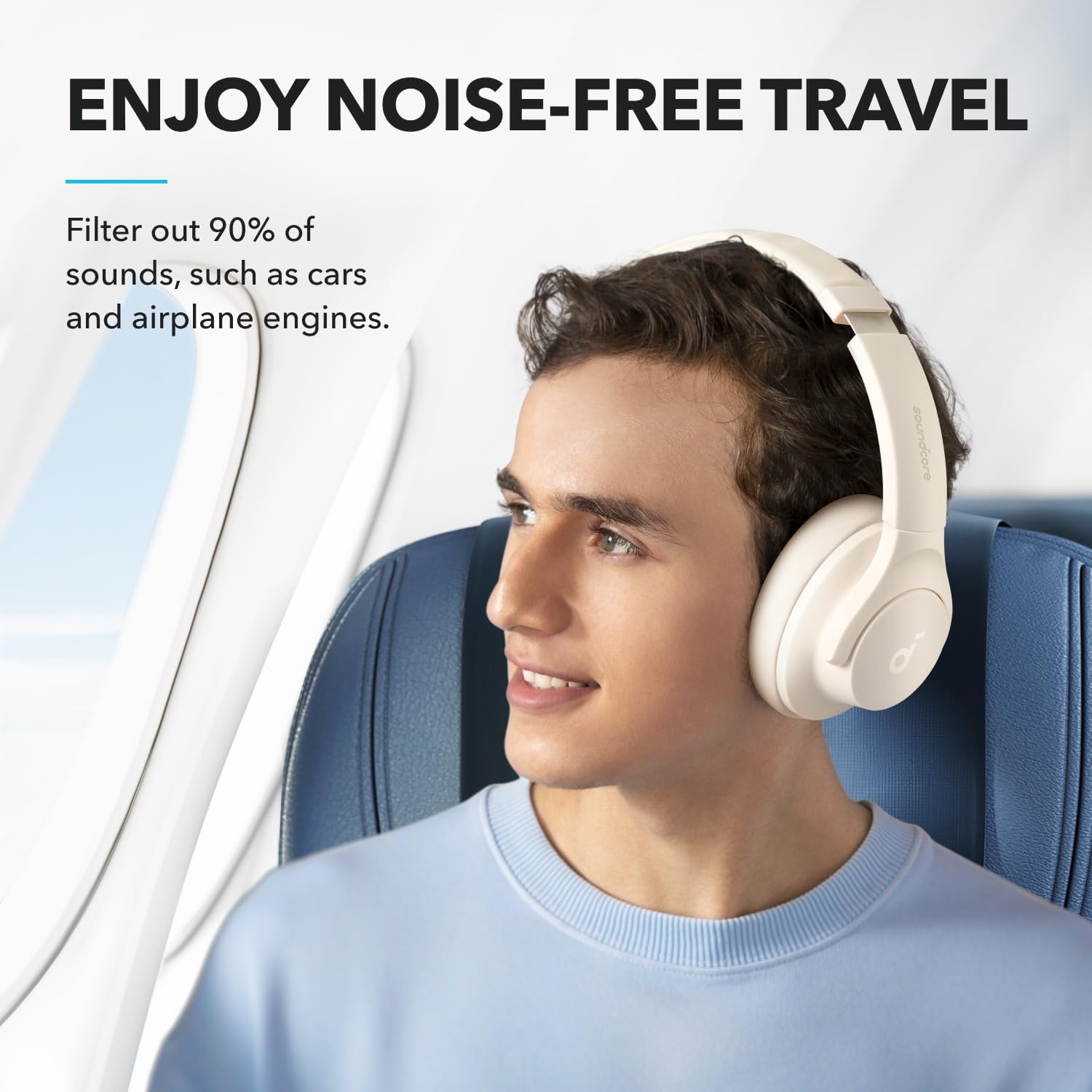 Soundcore Audífonos Inalámbricos Diadema Q20i, Cancelación de Ruido Activa Híbrida, Bluetooth, 40H ANC, Alta Resolución, Big Bass, App, Transparencia, Viajes