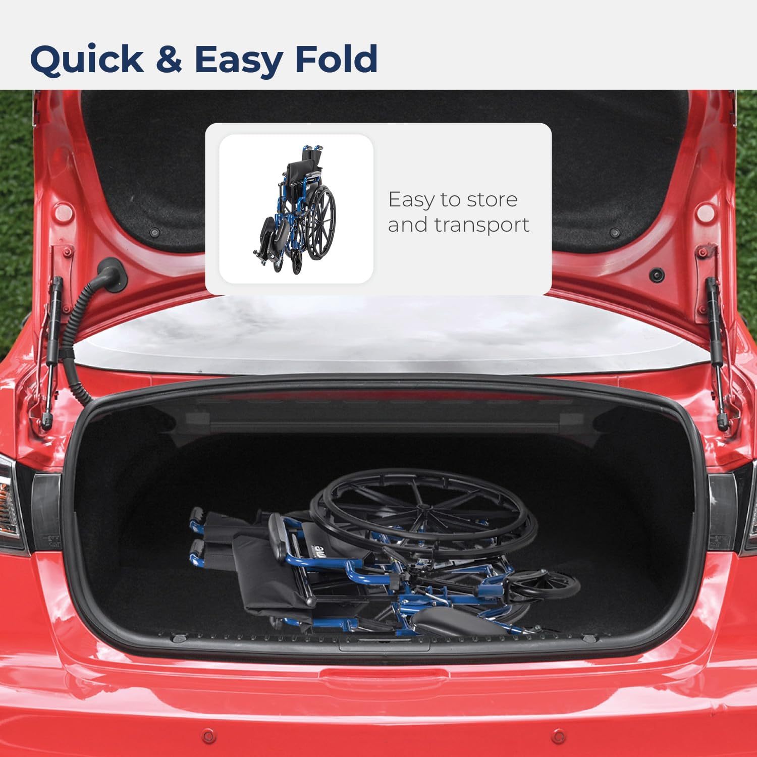 Drive Medical BLS20FBD-ELR Blue Streak Wheelchair with Flip Back Desk Arms and Elevating Leg Rests, Blue