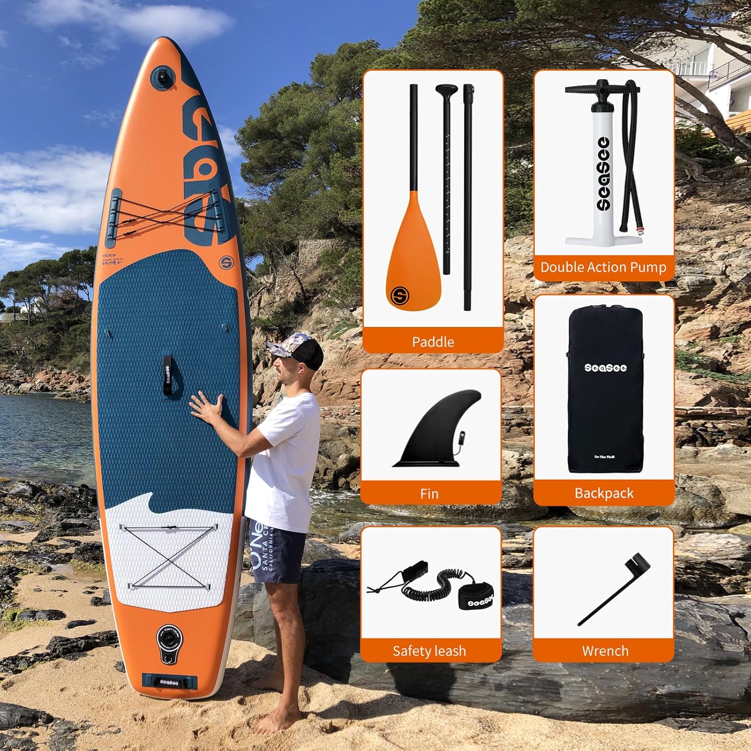 SEASEESUP Tablas de Remo inflables con Accesorios Sup, Tabla de Remo de 12 pies, Duradera, Ligera, diseño Estable de 33 Pulgadas de Ancho para Adultos con sobrepeso