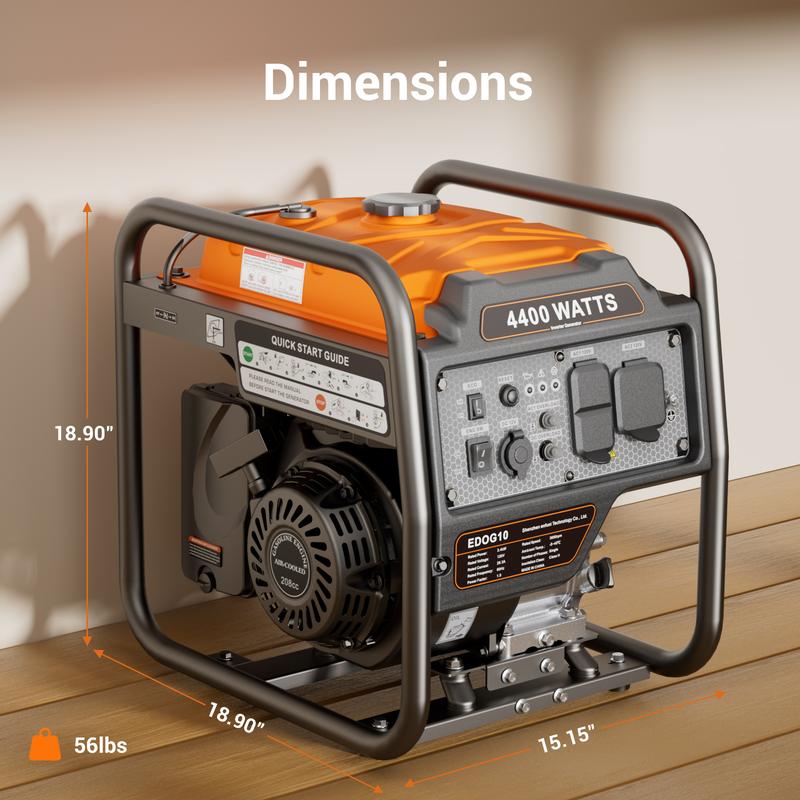 🎁Generador inversor portátil de 4400 W, alimentado por gasolina, modo ECO, silencioso, apto para caravanas.