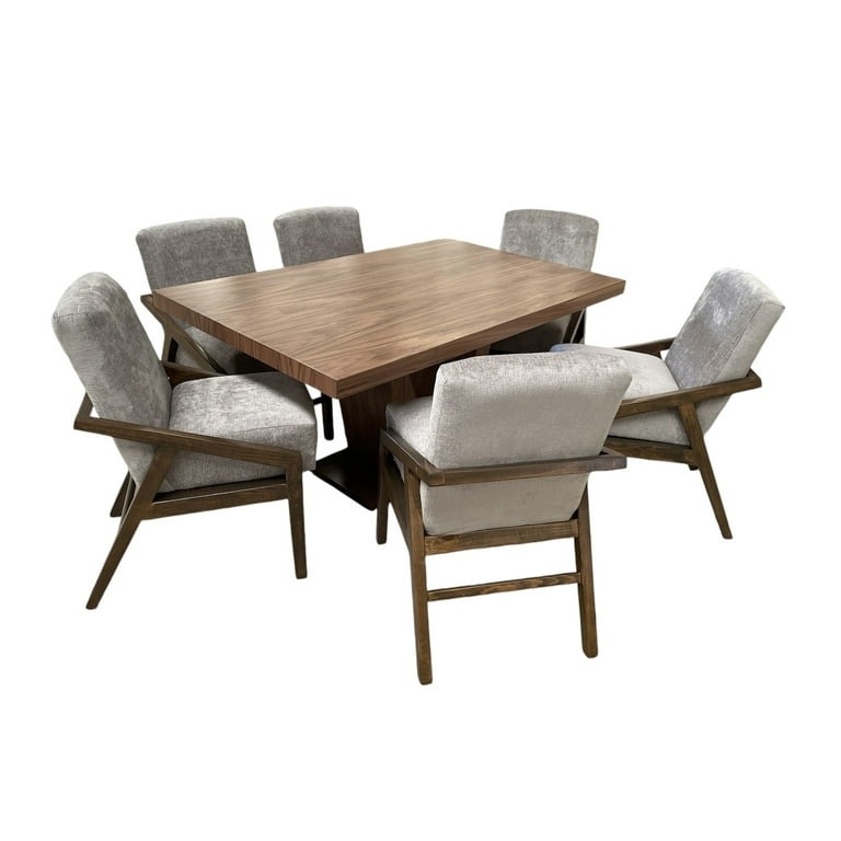 Comedor Dallas 6 Sillas SALVANTO Chapa De Nogal 160x100 cm
