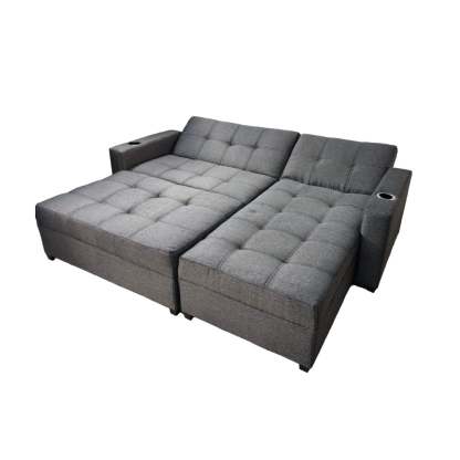 Sofa Cama King Size Tapatios Muebles Tela Oslo Oxford con Portavasos 3 Posiciones