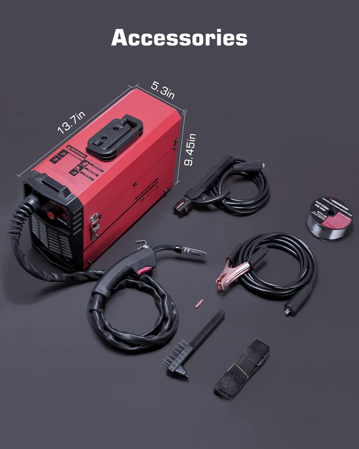 ARCCAPTAIN MIG Soldador, 200 amperios 6 en 1 gas MIG/núcleo de flujo sin gas MIG/Stick/Lift TIG/soldadura por punto/pistola de carrete 110 V/220 V de aluminio multiproceso máquina de soldadura con