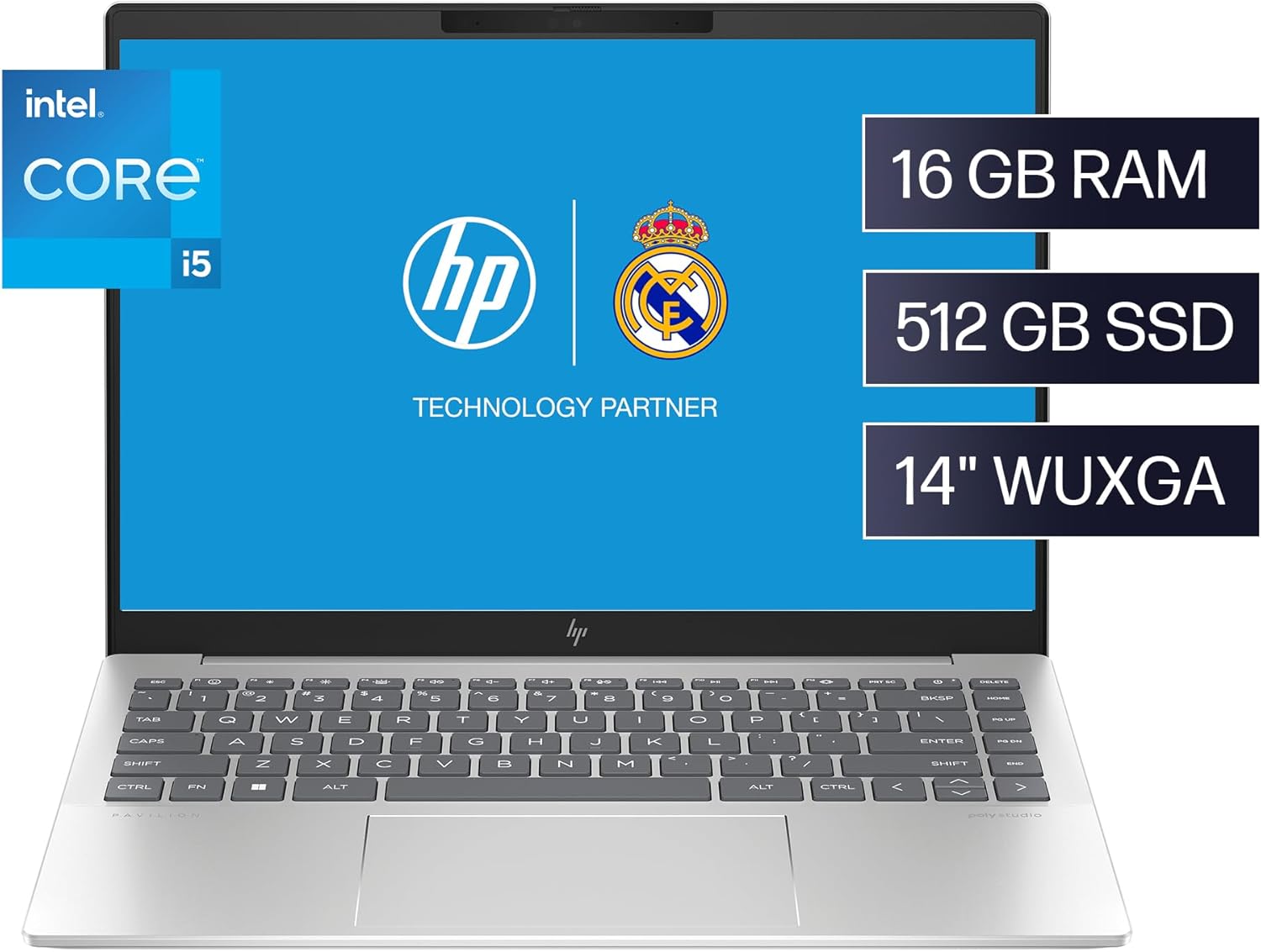 HP Laptop Pavilion Plus 14-ew0001la, Intel Core i5, 16 GB RAM, 512 GB SSD, Pantalla WUXGA (1920x1200), 14", Windows 11 Home, Teclado en Español, Garantía México, Plata Natural