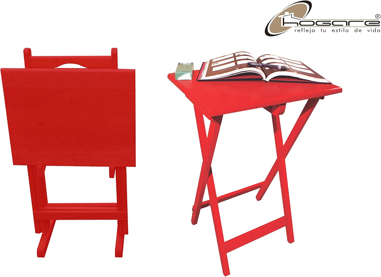 Hogare Mesas Plegables De Servicio con Base, Mesa, Mesa Auxiliar, Mesita, Juego de Parota (Chocolate)