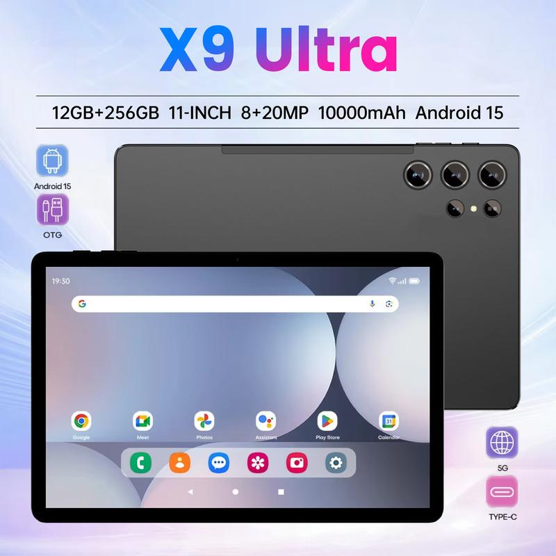【Regalos Navideños】X9 Ultra 11\" Tablet Android 15 con 256GB Almacenamiento, 12GB RAM, Batería 10000mAh y WiFi 5G