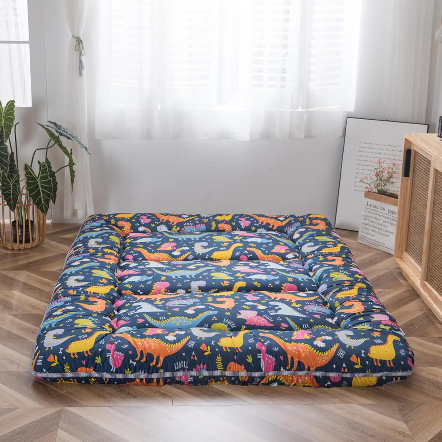 MAXYOYO - Puf plegable para sofá, cama, colchón de piso para adultos, extra grueso, 6 pliegues, sofá para recámara, sala de estar, beige, 135 x 240 cm