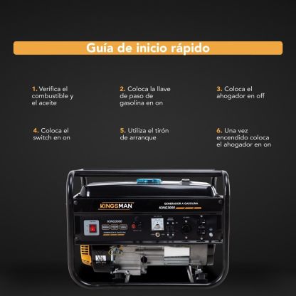 KINGSMAN | Generador Portátil de Energía a Gasolina 3000W - Motor 1 Cilindro 4 Tiempos - Estación de Energía 110/220V - 60Hz - 15L Tanque de Combustible