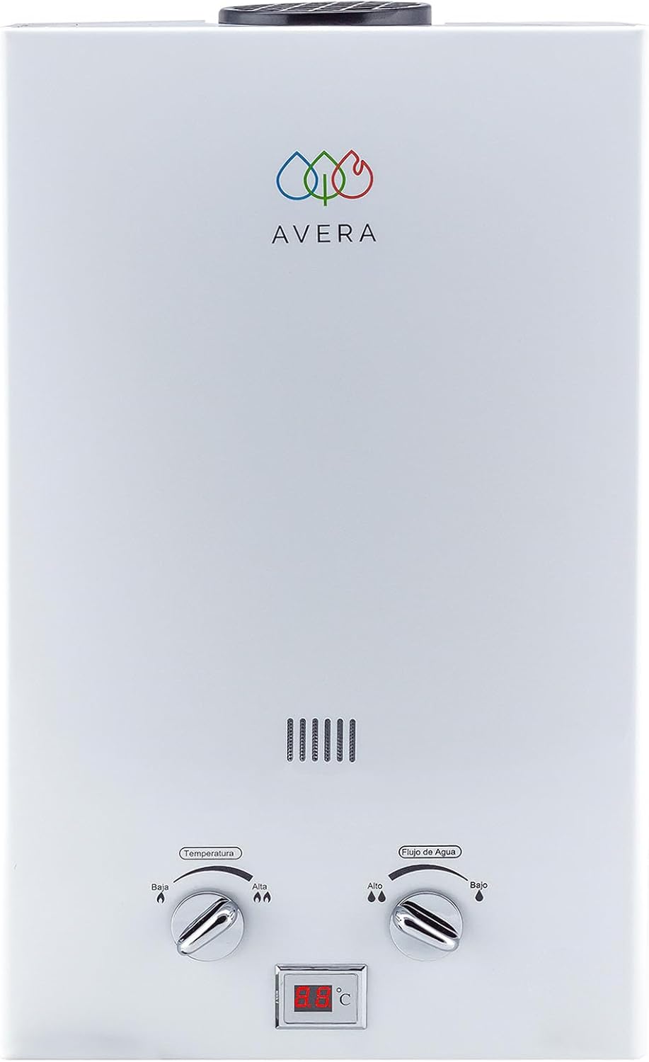 AVERA Calentador de agua Instantaneo GAS LP, Boiler de Paso, Capacidad 16 Litros/Minuto, 3.5 Servicio, Facil Instalacion, Ahorro de Gas y Agua Caliente al Instante, C16L