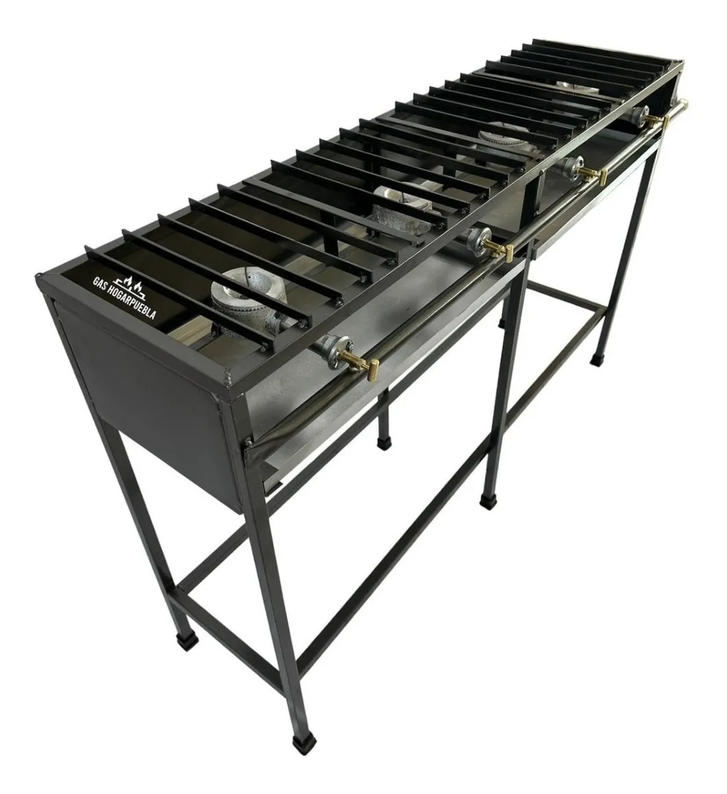 Parrilla Y Plancha De Trabajo 4 Quemadores 3/4 Gris Horneado