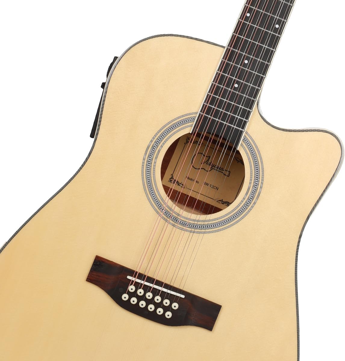 Jidyous-41 Inch,4/4,Guitarra Electroacústica 12 cuerdas,con Funda Acolchada, afinadores, Tirantes de guitarra,cuerdas, paletas, capó, adecuada para adultos jóvenes de nivel medio (Black)