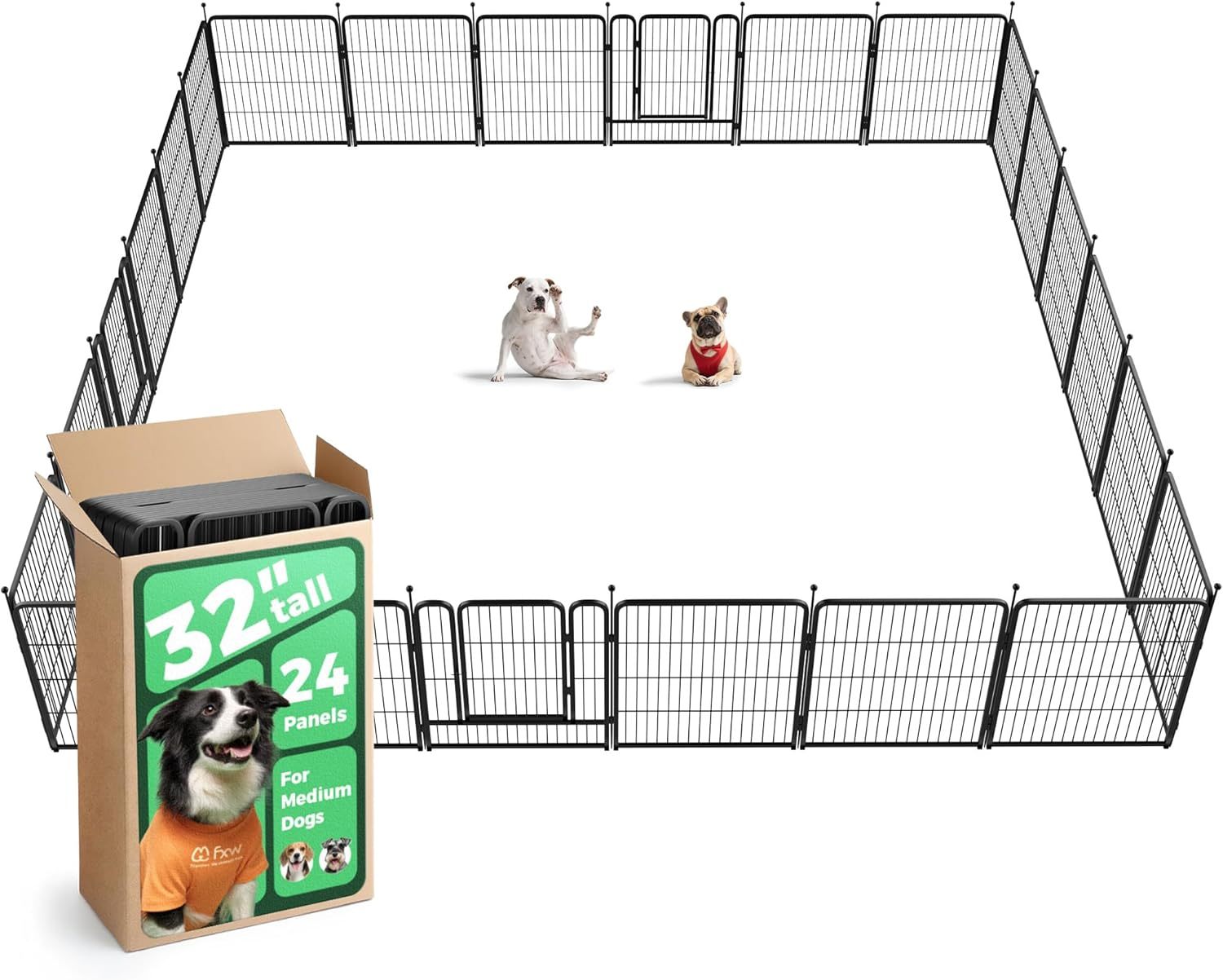FXW Rollick Corral para Perros para Patio, RV Camping│Patentado, 24 Pulgadas 8 Paneles