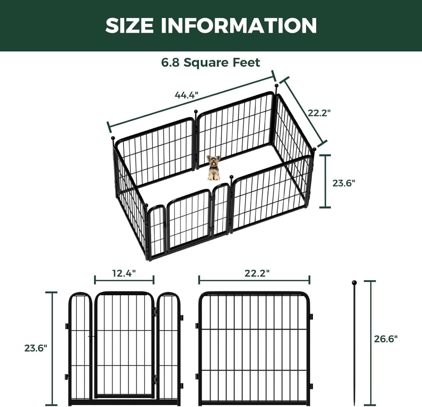 FXW Rollick Corral para Perros para Patio, RV Camping│Patentado, 24 Pulgadas 8 Paneles