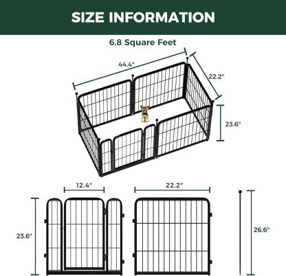 FXW Rollick Corral para Perros para Patio, RV Camping│Patentado, 24 Pulgadas 8 Paneles