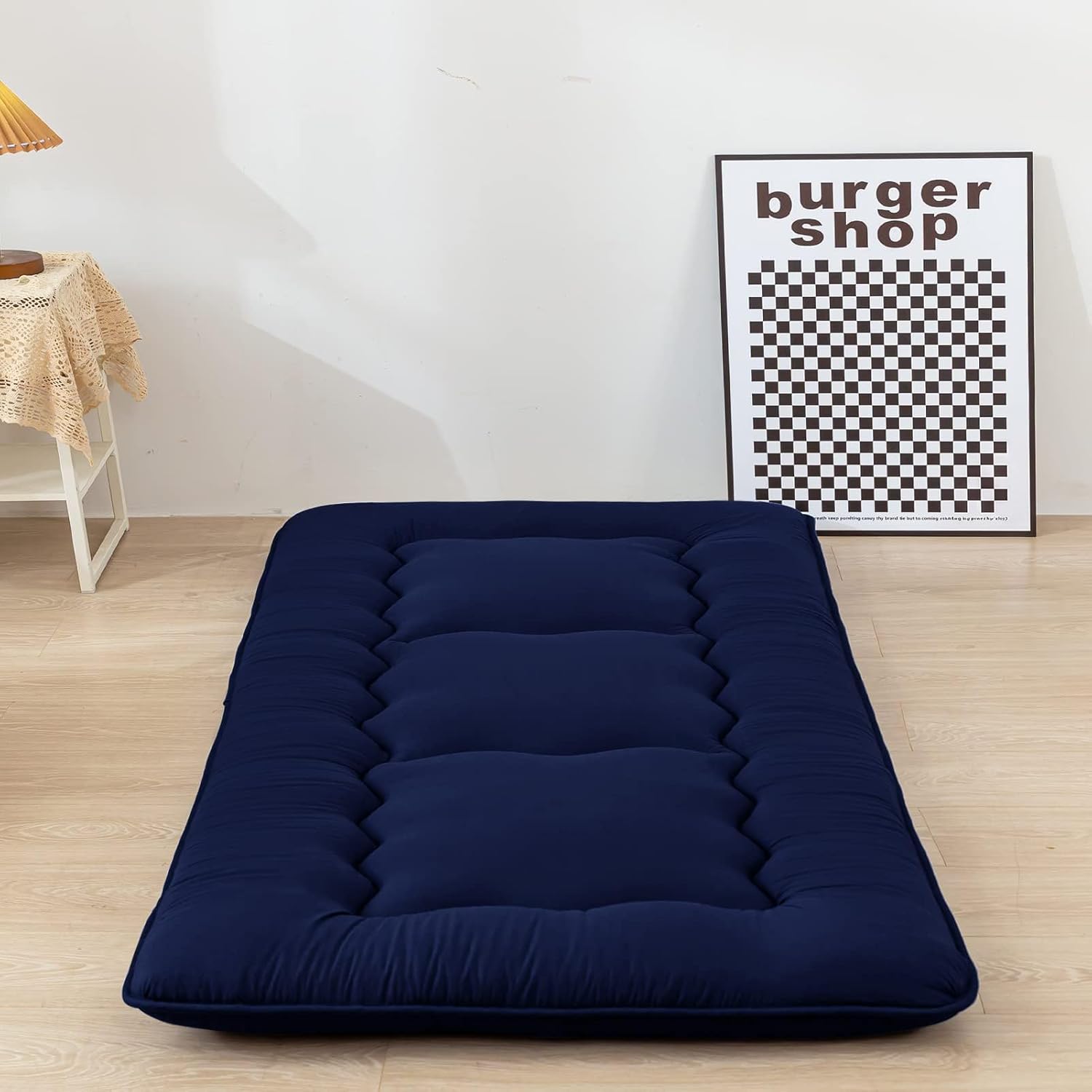 MAXYOYO - Puf plegable para sofá, cama, colchón de piso para adultos, extra grueso, 6 pliegues, sofá para recámara, sala de estar, beige, 135 x 240 cm