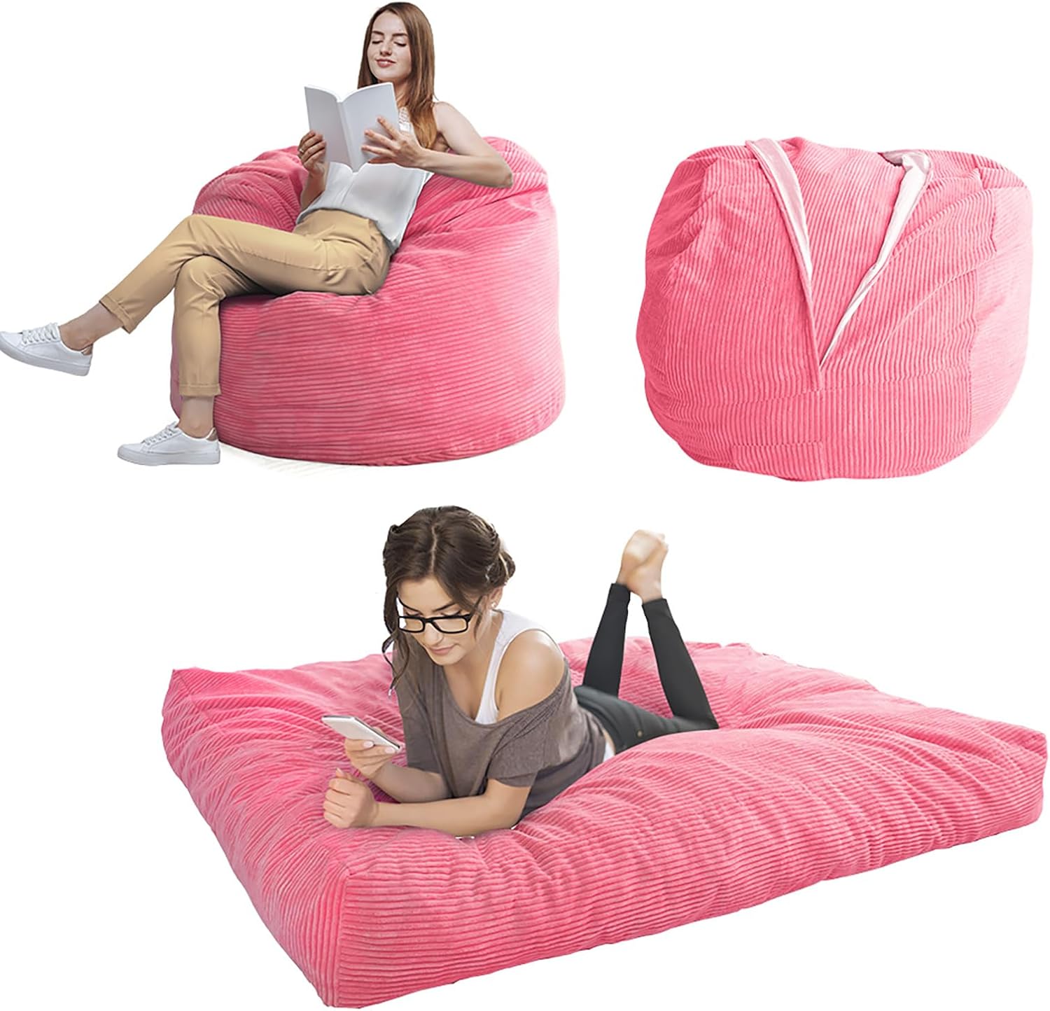 MAXYOYO - Puf plegable para sofá, cama, colchón de piso para adultos, extra grueso, 6 pliegues, sofá para recámara, sala de estar, beige, 135 x 240 cm