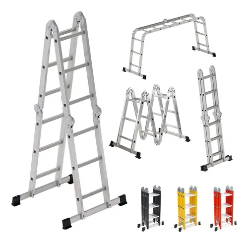 Escalera Plegable Metálica Multiposiciones 12 Peldaños 3.7m