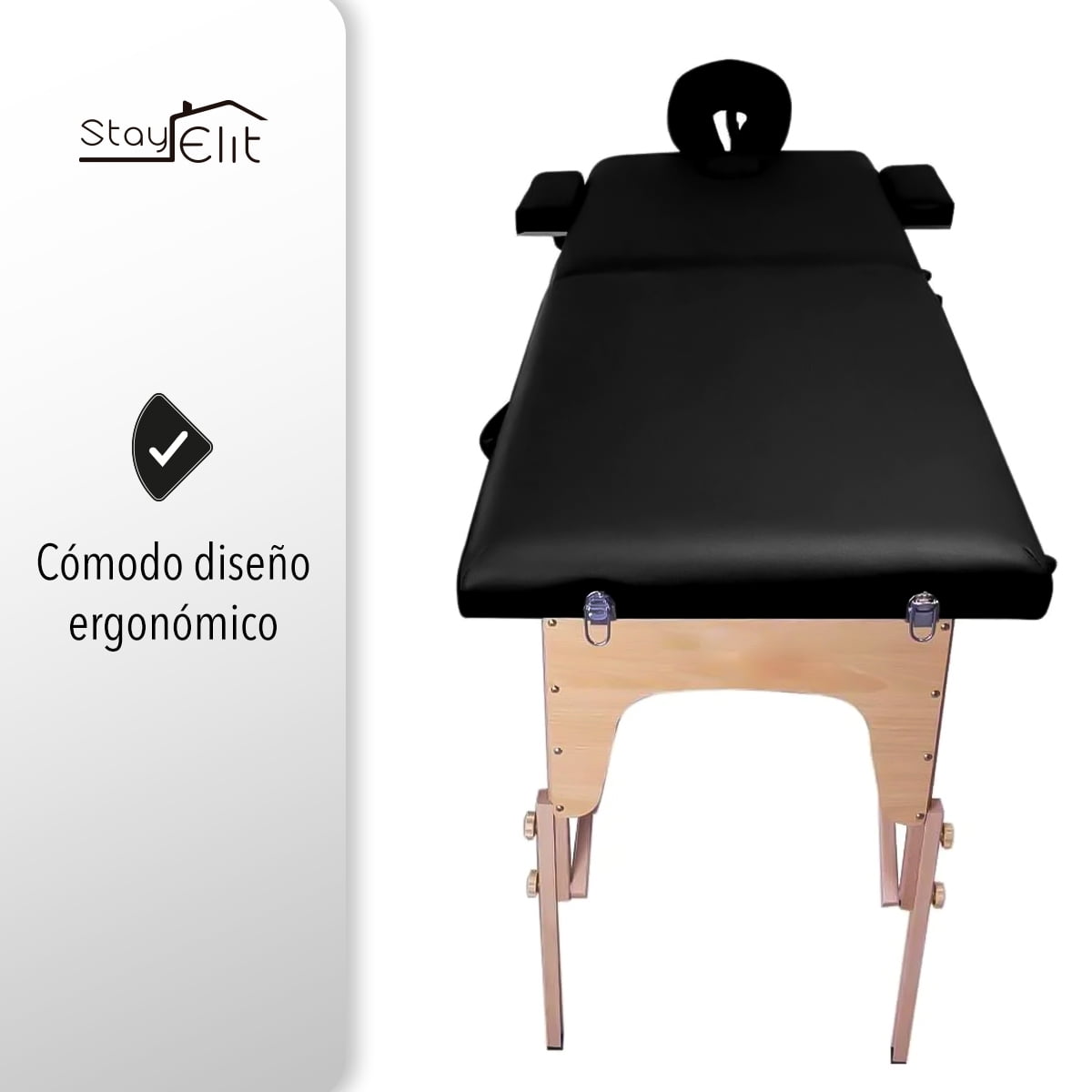CAMILLA PARA MASAJE PLEGABLE PORTÁTIL Y RECLINABLE COLOR NEGRO LENIVÉ LENIVE CAMA-1N