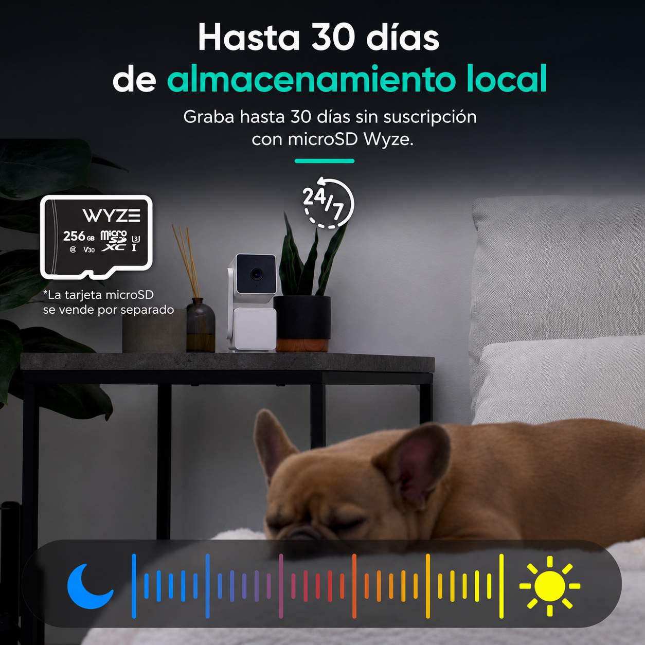 Wyze Cam Pan v3 Cámara de Seguridad para Interior y Exterior | 1080p Full HD | Visión Nocturna a Color | Resistencia IP65