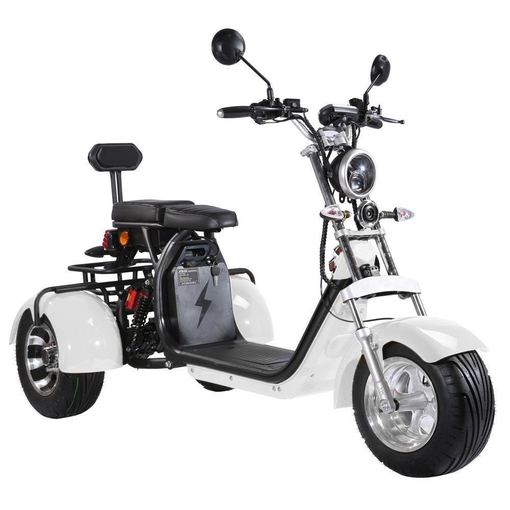 Patinete eléctrico para adultos de 3 ruedas, motocicleta eléctrica con asiento para pasajero