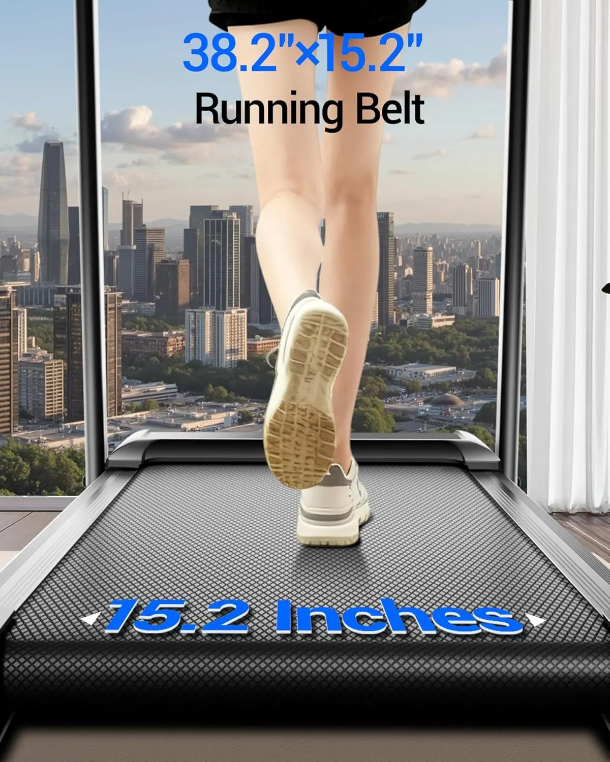 Cinta de correr plegable inclinada, 0,6-7 MPH para el hogar, cintas de correr de 3,0 HP, pantallas, almohadilla para caminar portátil con asa, capacidad de 300 libras.