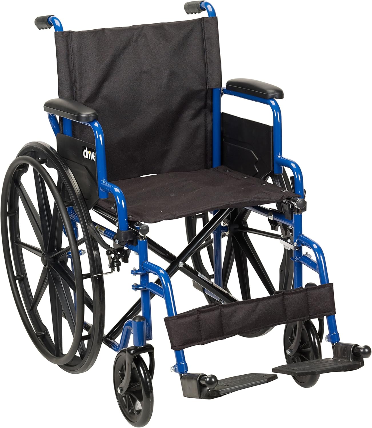 Drive Medical BLS20FBD-ELR Blue Streak Wheelchair with Flip Back Desk Arms and Elevating Leg Rests, Blue
