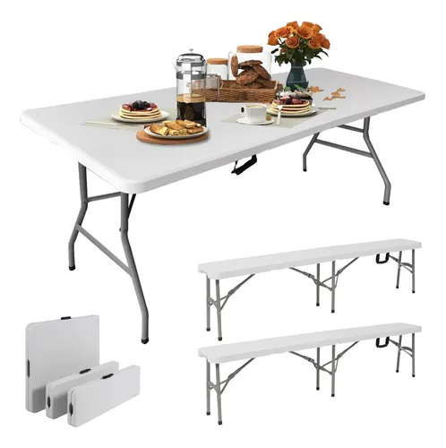 Set Mesa Bancas Plegables Portatil 180 X 76 Cm Portafolio