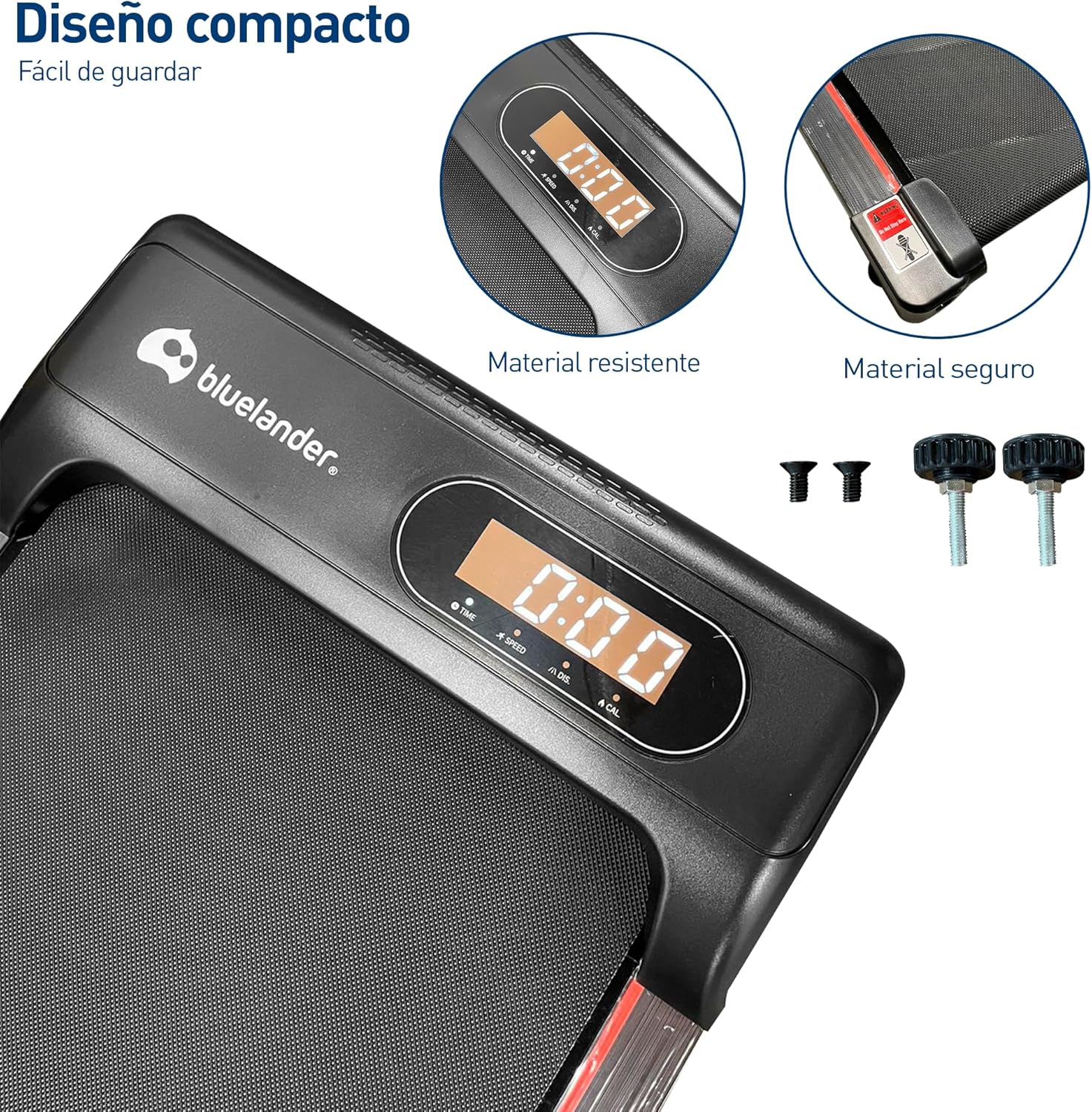 Bluelander Caminadora Electrica, Walking Pad con Asa, 100 * 48 * 120 cm, 110 V, Pantalla Digital, Caminadora Plegable, Portatil, Ideal para Oficina, Hogar, Cinta para Caminar (Walking Pad con Asa)