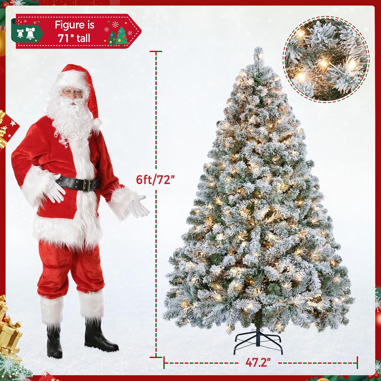 Yaheetech Árbol de Navidad artificial preiluminado de 6 pies con luces incandescentes blancas cálidas, árbol de Navidad con 820 puntas de rama, 250 luces incandescentes y soporte plegable, color rosa