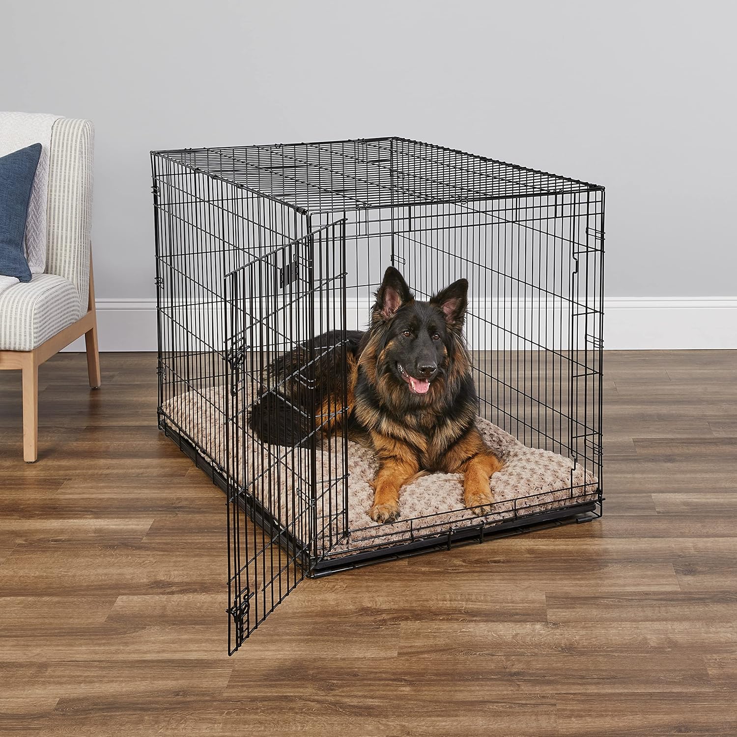MidWest Homes for Pets - Jaula para perros XL | Jaula para perros MidWest iCrate de metal plegable con doble puerta con panel divisor, protege los pies y bandeja para perros a prueba de fugas | 48 pulgadas de largo x 30 de ancho x 33 pulgadas de alto, raz