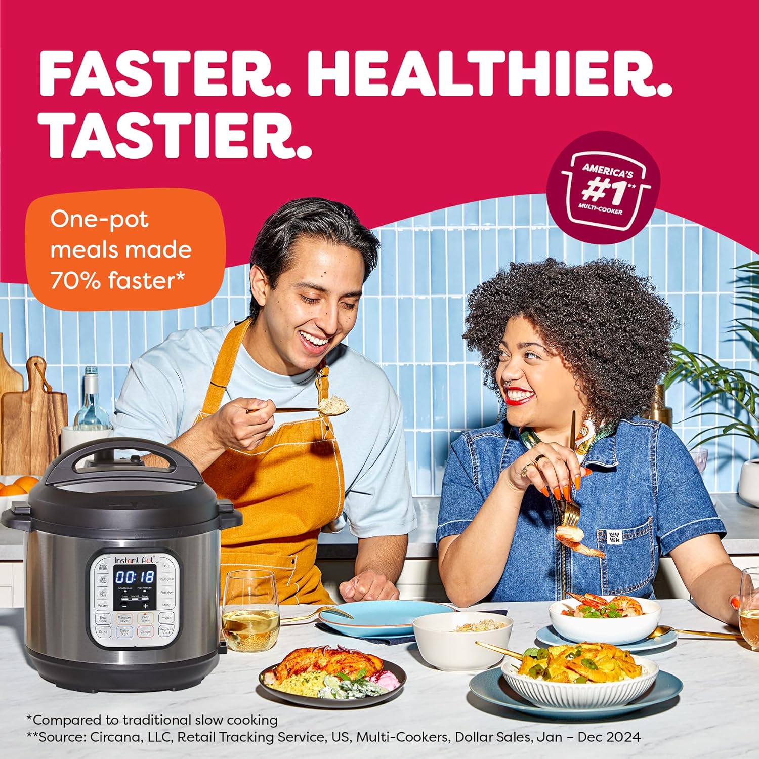 Instant Pot Duo Olla de Presión Eléctrica 7 en 1, 1200W, 14 Programas Inteligentes, 5.7 L y 7.6 L
