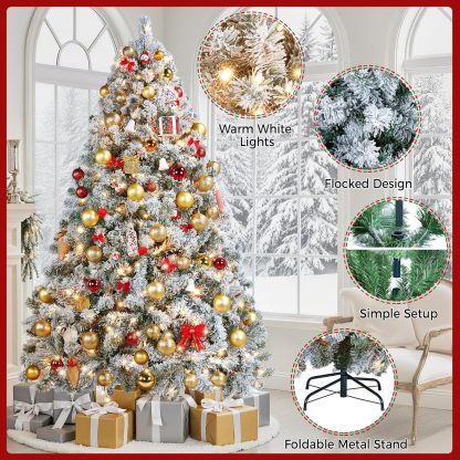 Yaheetech Árbol de Navidad artificial preiluminado de 6 pies con luces incandescentes blancas cálidas, árbol de Navidad con 820 puntas de rama, 250 luces incandescentes y soporte plegable, color rosa