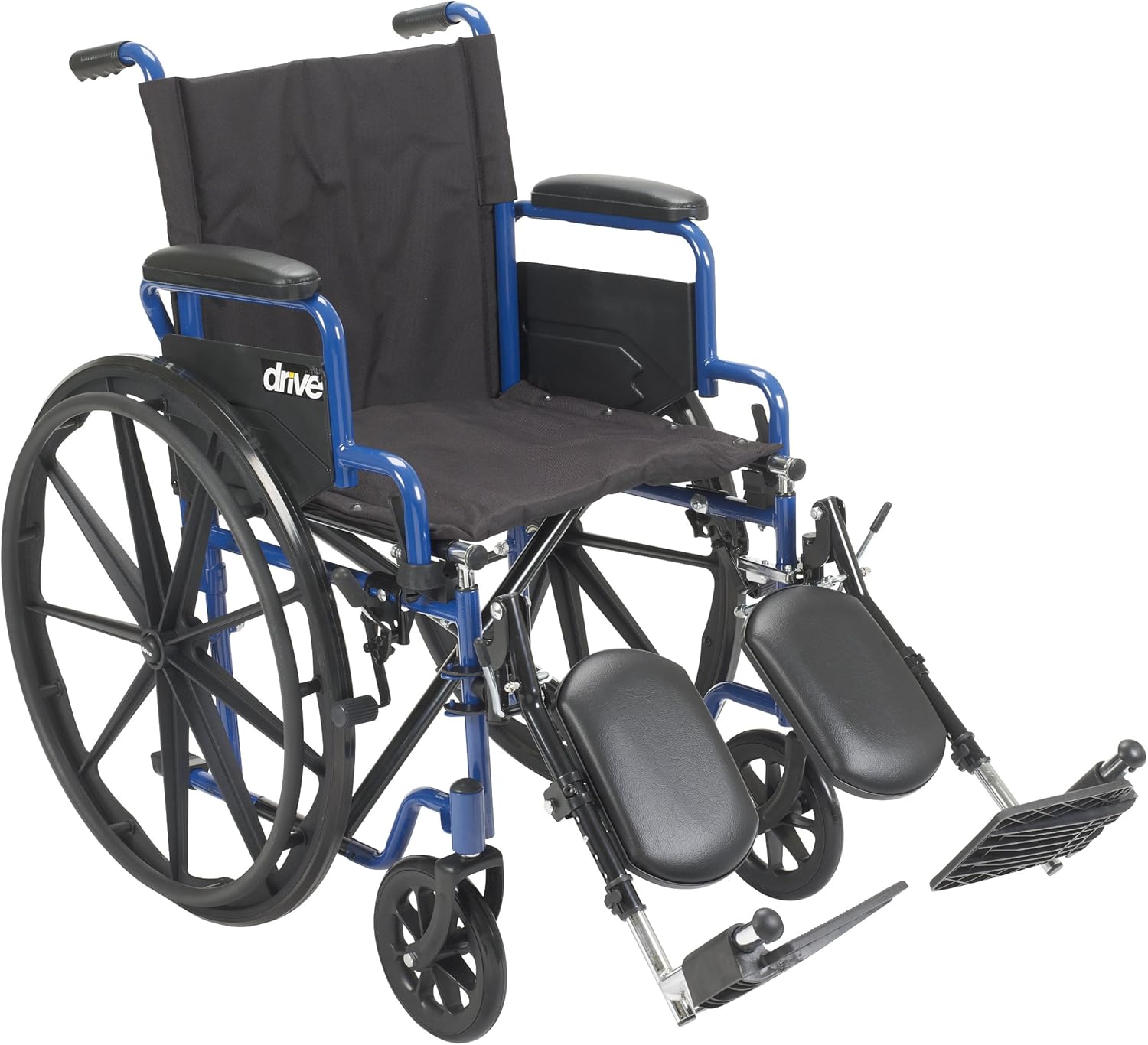 Drive Medical BLS20FBD-ELR Blue Streak Wheelchair with Flip Back Desk Arms and Elevating Leg Rests, Blue