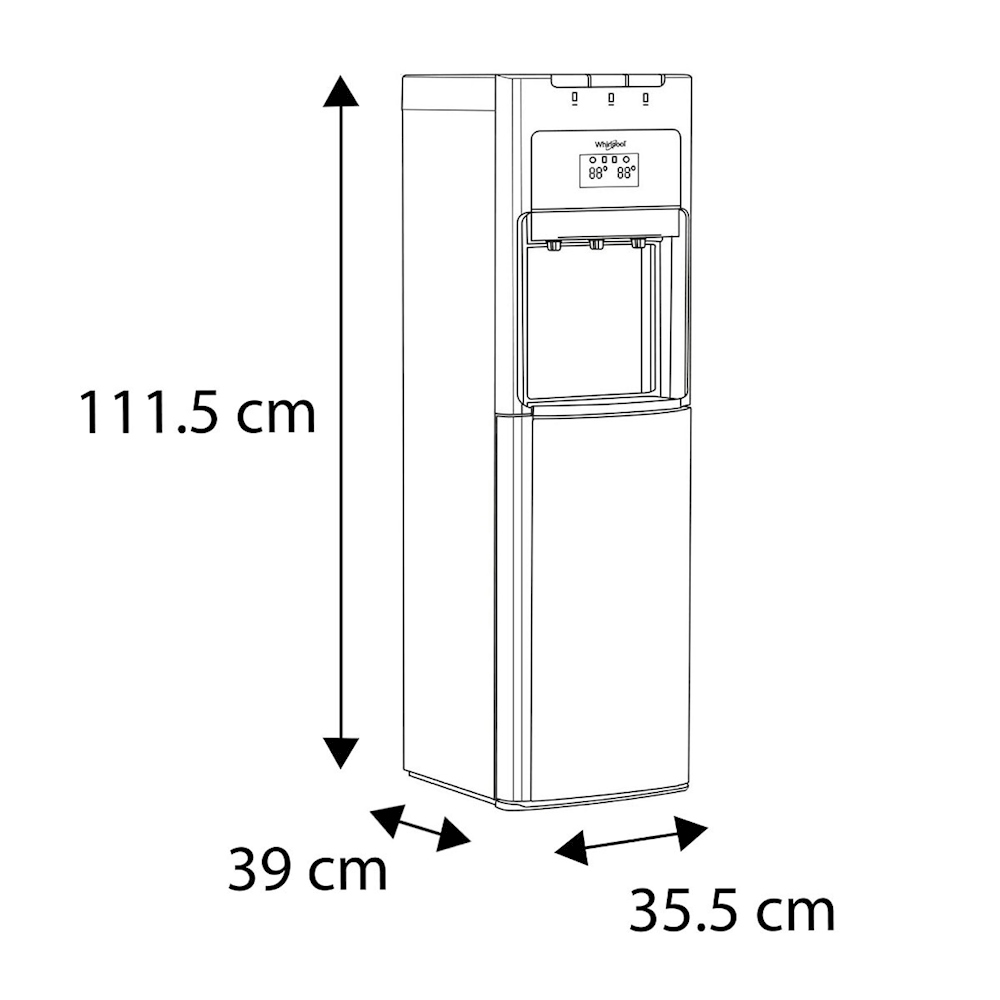 Dispensador de agua Whirlpool para agua fría, tibia y caliente