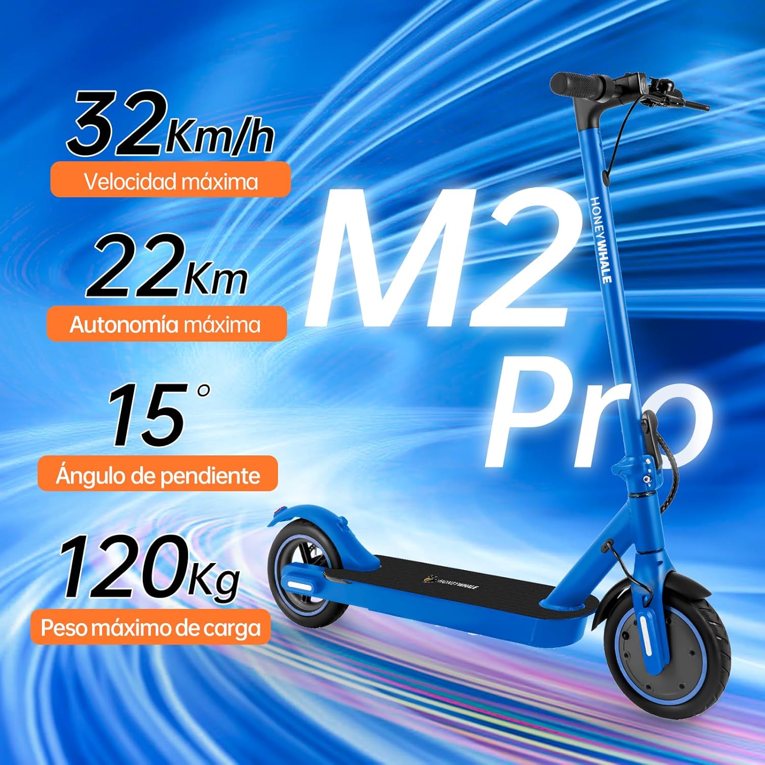 HONEYWHALE M2 Pro Scooter Eléctrico Plegable para Adultos, Motor de 500 W de Potencia Máxima, 22km con una Carga Completa, Velocidad Máxima 32km/h, Patin Eléctrico con App Control Bluetooth