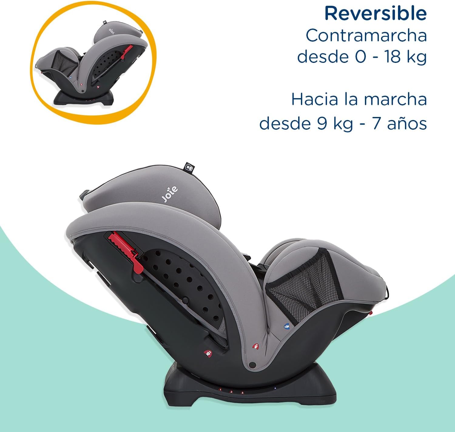 Joie Stages Autoasientos para Bebe - Asiento para Bebe Carro - Grow Together hasta 8 Años - Reversibe - Sistema contra Impactos Lateralesy de Reclinado - Booster Car Seat - Silla para Bebé Auto (Gris)