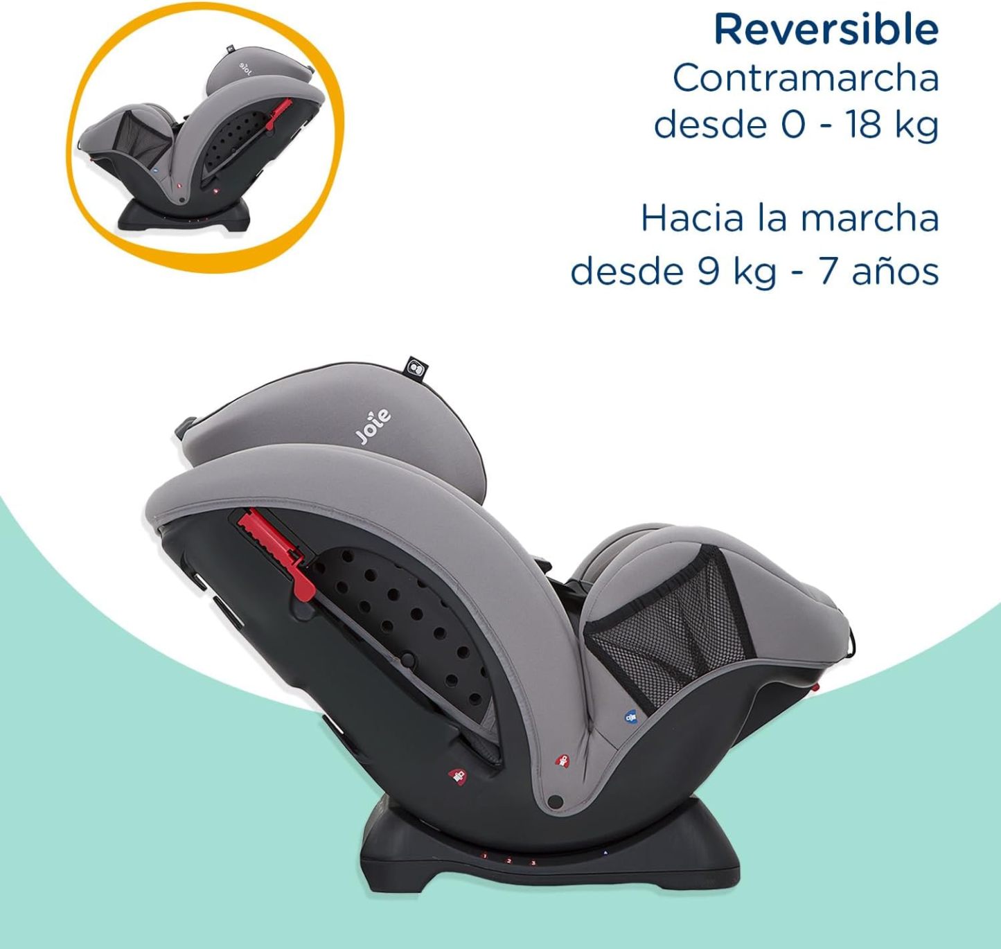 Joie Stages Autoasientos para Bebe - Asiento para Bebe Carro - Grow Together hasta 8 Años - Reversibe - Sistema contra Impactos Lateralesy de Reclinado - Booster Car Seat - Silla para Bebé Auto (Gris)