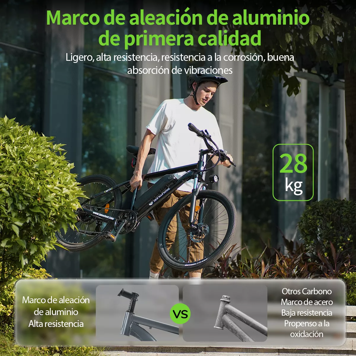 Bicicleta Eléctrica Para Adultos Motor De 1000 W De Potencia Máxima, Autonomía De 80 Km, Neumáticos De 26 Bicicleta De Montaña Eléctrica Para Desplazamientos Diarios Con Batería Extraíble De 10.4ah