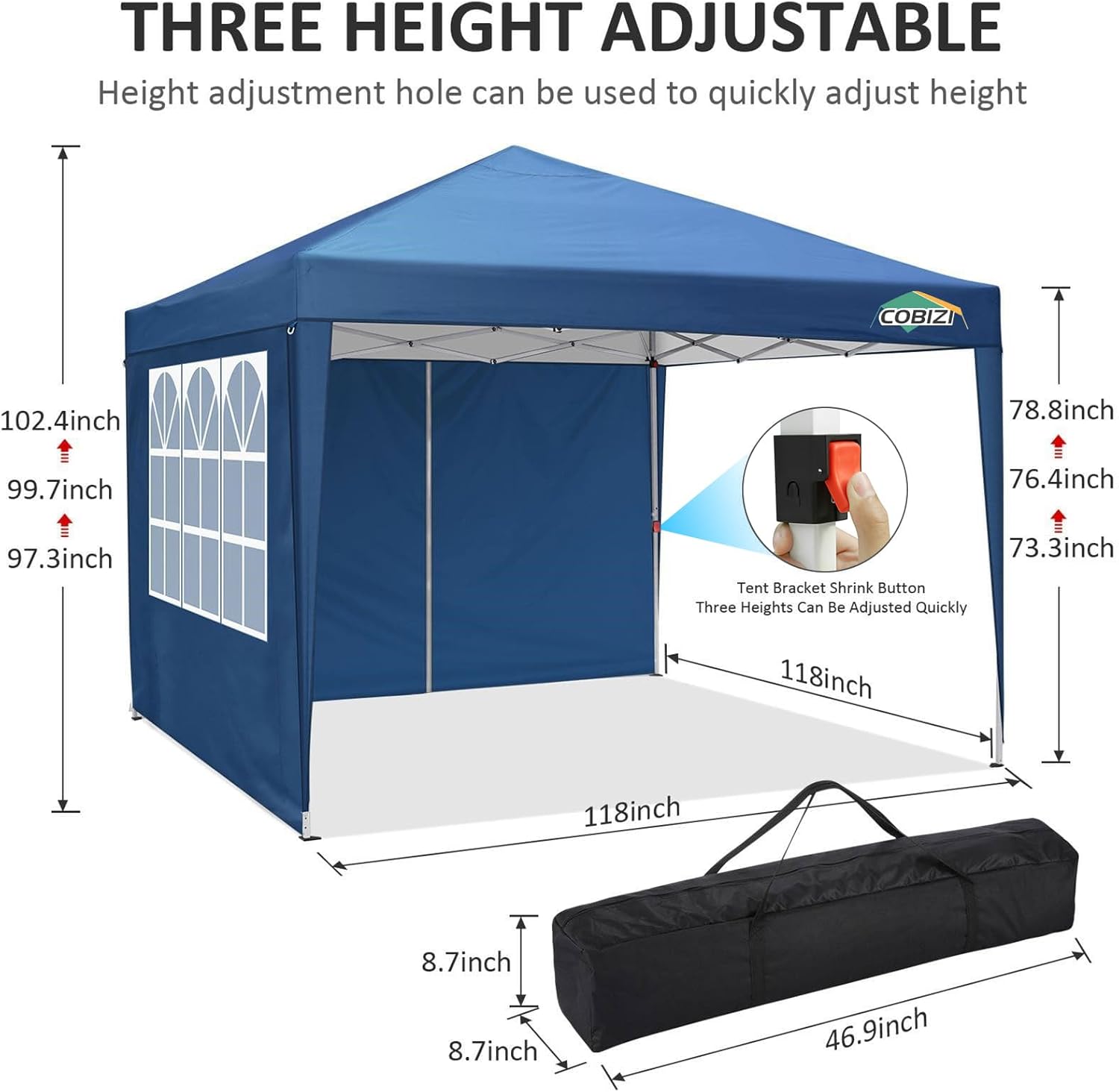 COBIZI - Toldo desplegable de 10 x 20 Pulgadas con 6 Paredes Laterales, toldo Impermeable para Eventos al Aire última intervensión, UPF 50+ cenador portátil para Fiestas, Playa, Camping, Boda,