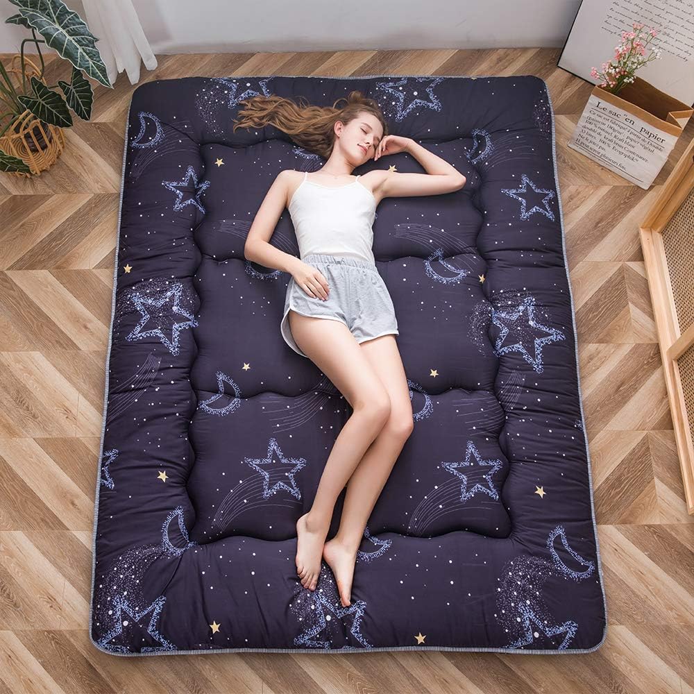 MAXYOYO - Puf plegable para sofá, cama, colchón de piso para adultos, extra grueso, 6 pliegues, sofá para recámara, sala de estar, beige, 135 x 240 cm