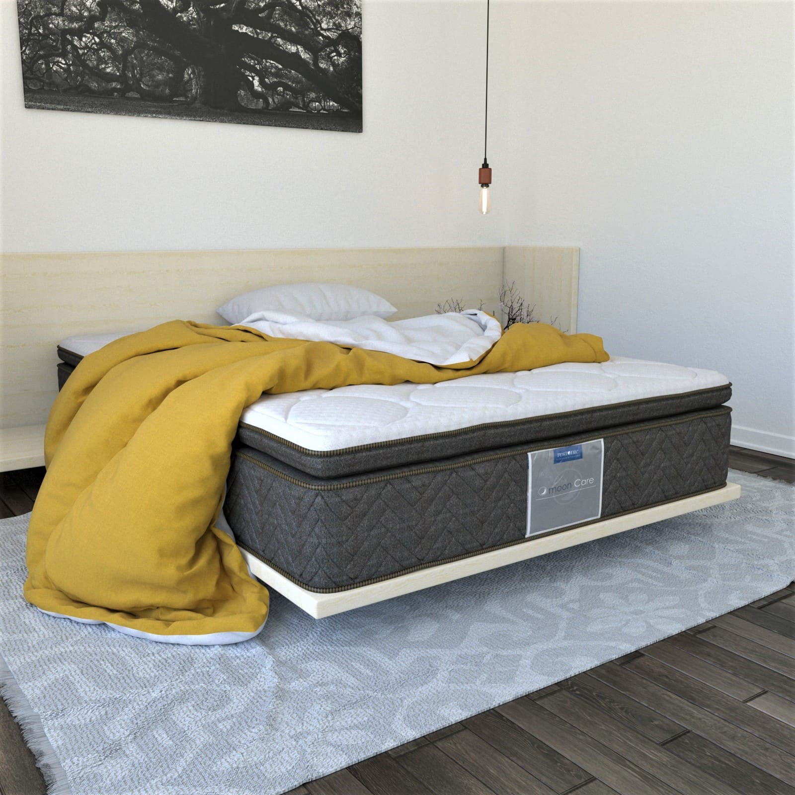 Colchón Matrimonial Restonic Mooncare 2 Almohadas Blanco