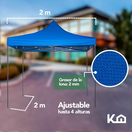 Toldo Carpa Impermeable Plegable Acero 2x2 M Bolsa