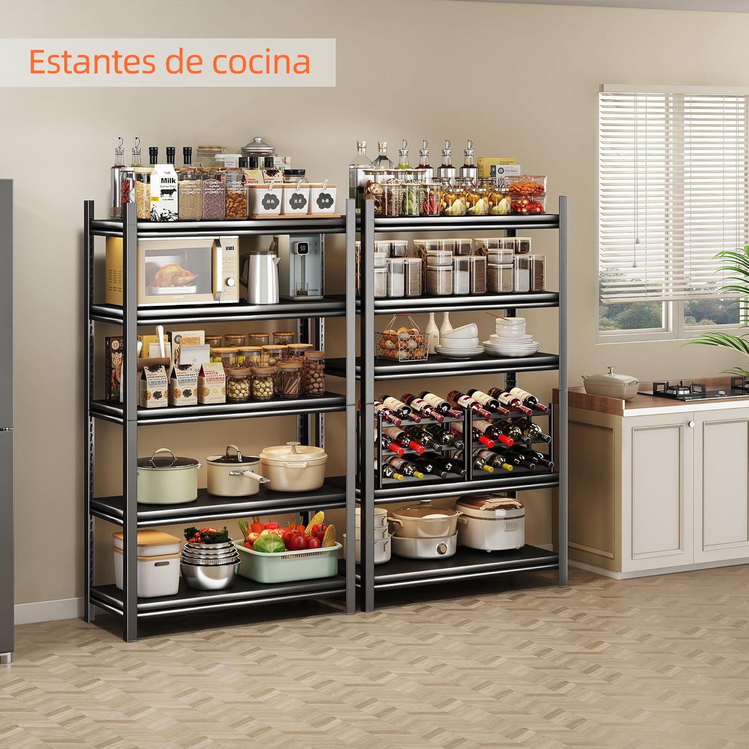 NETEL Anaquel Metalico 5 Niveles, Estantería de Garaje, Estanteria Metalica, Estante de Acero para Cargar Pesadas, Estantería Multifuncional Desmontable, 90 W x 40 D x 183 H cm, Negro