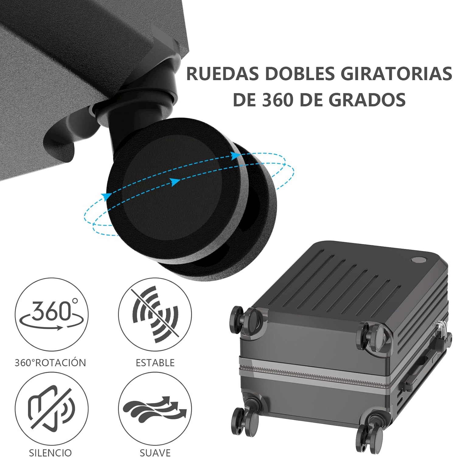HOGESA Juego de Maletas de Viaje, Maletas de Viaje Carry On 21”, Maleta de Mano Pequeña con Ruedas Silenciosas de 360 Grados, Equipaje de Mano para Avion con Candado de Seguridad - 2 Piezas (Blanco)