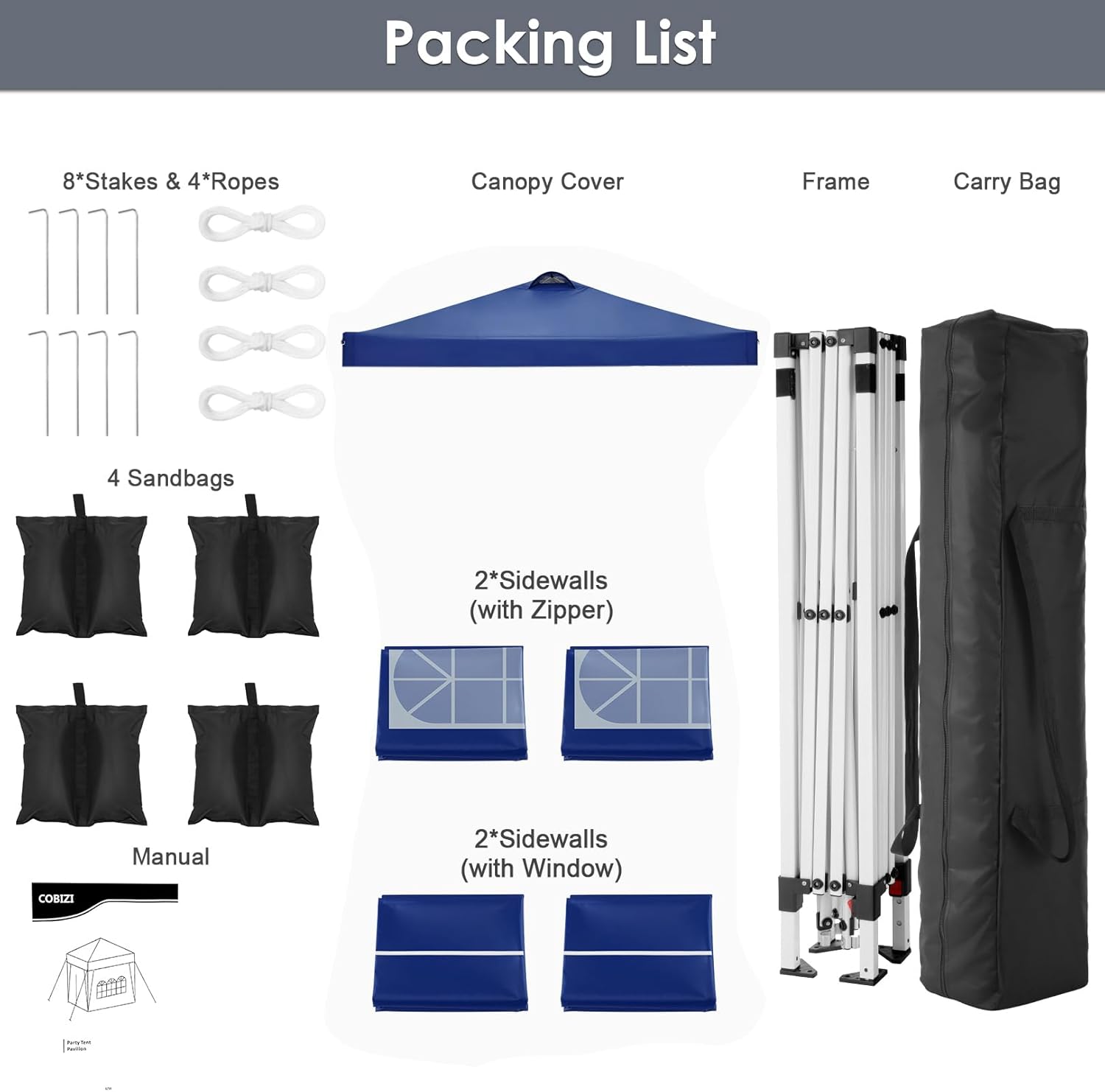 Tooluck - Tienda de campaña desplegable para Exteriores de 10 x 10 Pulgadas, con 4 Paredes Laterales, Impermeables, comerciales, Tiendas de campaña instantáneas, para Fiestas, Patio, Patio Trasero,